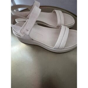 ECCO Womens Beige Wedge Sandals Size 40 EU 9.5 US Adjustable Strap Comfort